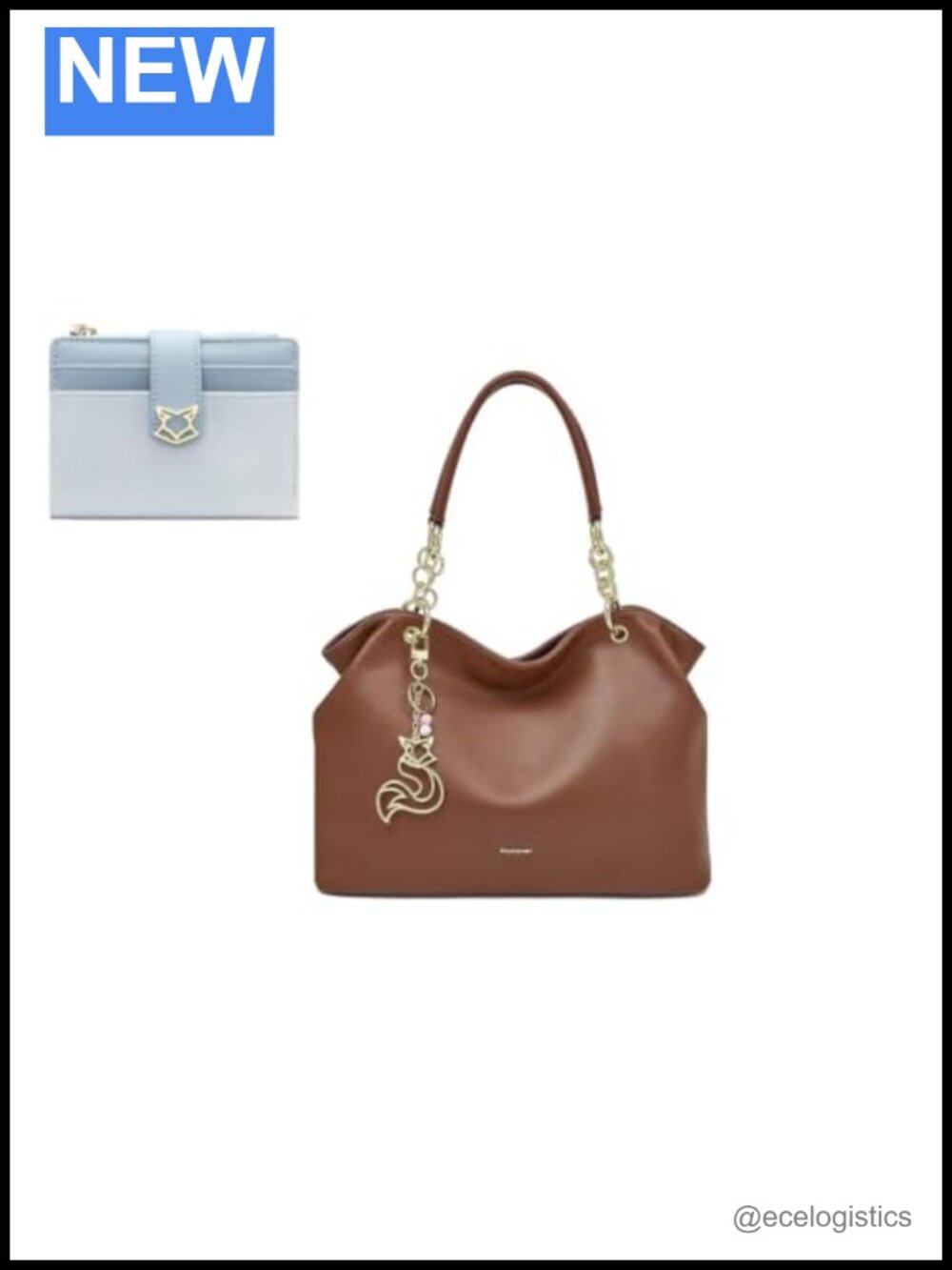 Genuine Leather Tote Bag & Small Wallet Set